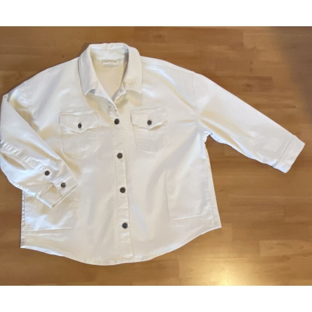 Lane Bryant Ivory Button Front Chore Jacket Size 20 Denim Barn Shacket‎